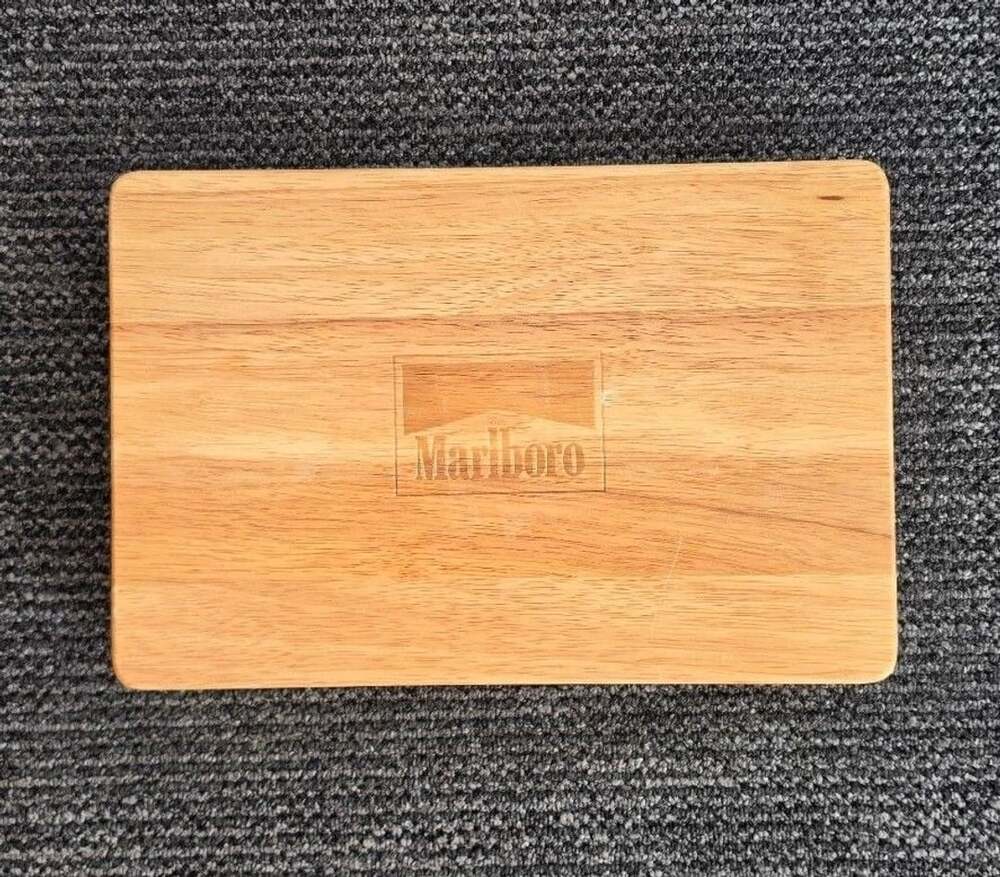 Vintage Solid Oak Collectable Marlboro Poker Chip Set in Box with Logo